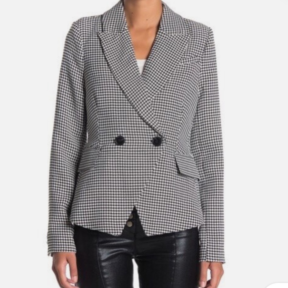 Walter Baker Clorinda Houndstooth Double Breasted Blazer Jacket Size Small